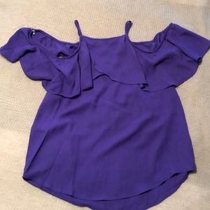 Silky purple cold shoulder tank